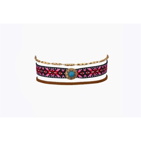 NASZYJNIK CHOKER BOHO FESTIWAL AZTECKI N528