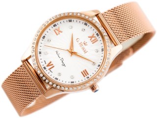 ZEGAREK G. ROSSI - 6748B-3D3 (zg788d) rose gold + BOX