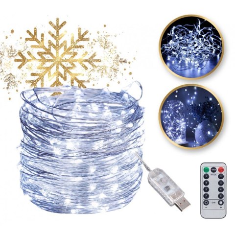 Światełka lampki na żyłce 100 LED USB + programator ZIMNE BIAŁE LAMP37B Światełka lampki na żyłce 100 LED USB + programator ZIMNE BIAŁE LAMP37B