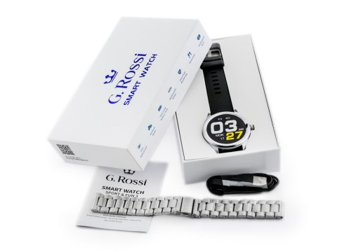 SMARTWATCH MĘSKI G. Rossi SW012-2 silver/black + dodatkowa BRANSOLETA (sg007b)