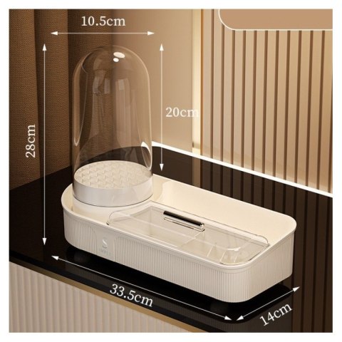 Organizer na pędzle, kosmetyki, ryflowany obrotowy kremowy 33,5x28x14 cm CB69 Organizer na pędzle, kosmetyki, ryflowany obrotowy kremowy 33,5x28x14 cm CB69