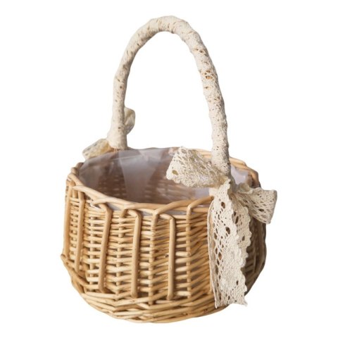 Koszyk, Koszyczek wiklinowy z ażurową kokardką Wielkanoc 11 cm ROS17