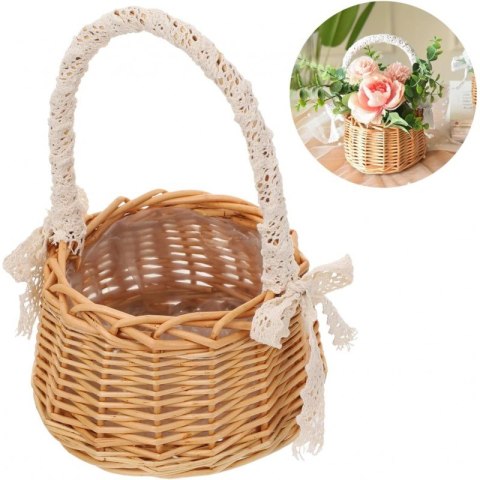 Koszyk, Koszyczek wiklinowy z ażurową kokardką Wielkanoc 11 cm ROS17