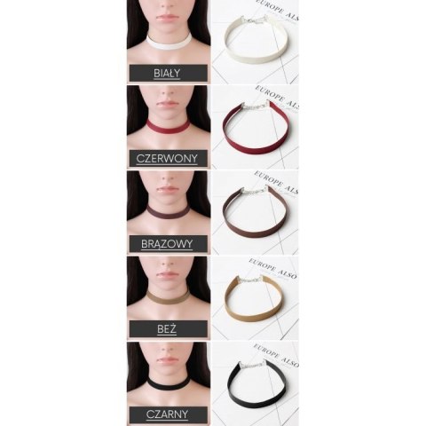NASZYJNIK CHOKER SKÓRZANY - CZERWONY N480CZE NASZYJNIK CHOKER SKÓRZANY - CZERWONY N480CZE