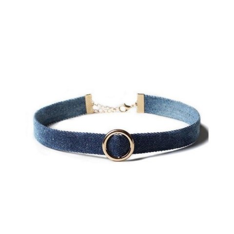 NASZYJNIK DENIM CHOKER Z KÓŁECZKIEM - N470 NASZYJNIK DENIM CHOKER Z KÓŁECZKIEM - N470