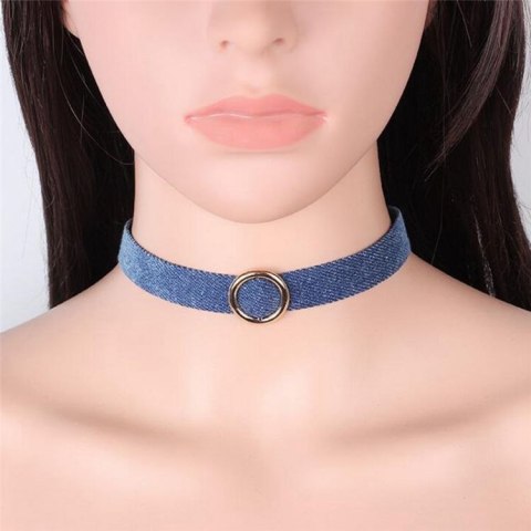 NASZYJNIK DENIM CHOKER Z KÓŁECZKIEM - N470 NASZYJNIK DENIM CHOKER Z KÓŁECZKIEM - N470