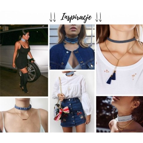 NASZYJNIK DENIM CHOKER Z KÓŁECZKIEM - N470 NASZYJNIK DENIM CHOKER Z KÓŁECZKIEM - N470