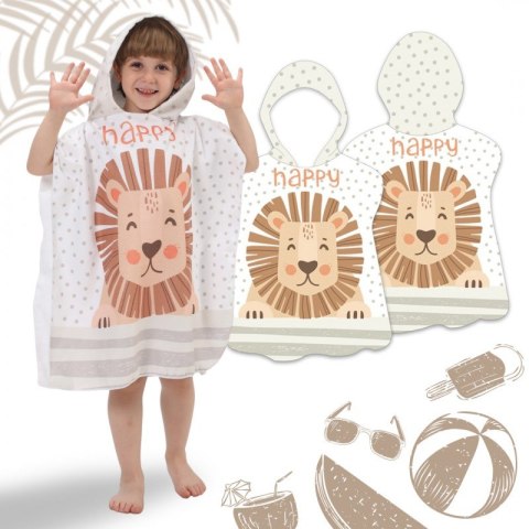 RĘCZNIK PLAŻOWY Peleryna dziecięca HAPPY 60 x 60cm PEL02WZ1 RĘCZNIK PLAŻOWY Peleryna dziecięca HAPPY 60 x 60cm PEL02WZ1