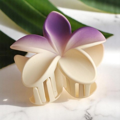 Spinka do włosów klamra XL kwiat OMBRE matowy kremowy z fioletem 7,5 x 8cm SP402 Spinka do włosów klamra XL kwiat OMBRE matowy kremowy z fioletem 7,5 x 8cm SP402