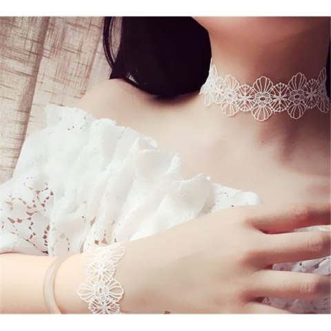 NASZYJNIK CHOKER KORONKA BIAŁY N302B NASZYJNIK CHOKER KORONKA BIAŁY N302B