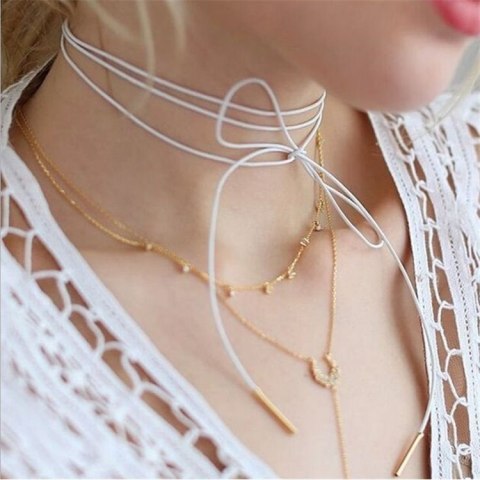 Naszyjnik choker biel N298B Naszyjnik choker biel N298B